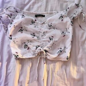 white and purple floral abercrombie crop top